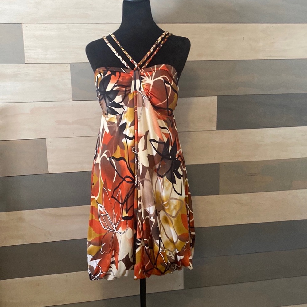 Short orange floral sundress by Co-Me Como. Large